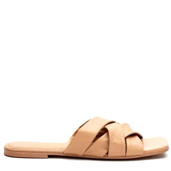 Natural Woven Slide Sandals Matisse Leather Pressure Size 7M Neutral Comfort - Picture 6 of 14